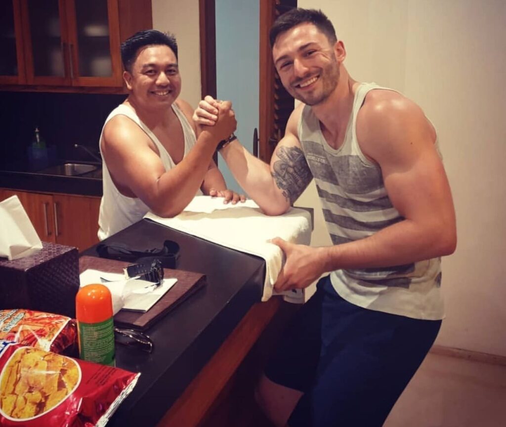 Arm-wrestling at Villa Kinaree is a feeling, you can’t explain.